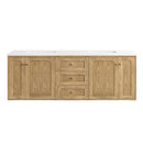 James Martin Laurent 72" Dual Mount Double Bathroom Vanity, Light Natural Oak