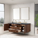 James Martin Amberly 72" Dual Mount Double Bathroom Vanity, Mid-Century Walnut