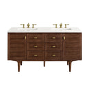 James Martin Amberly 60" Dual Mount Double Bathroom Vanity, Mid-Century Walnut