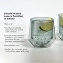 Aurora Double-Walled Tumblers in Smoke Grey Set of 2 by Viski