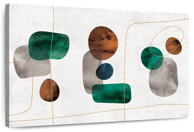 Emerald And Amber Shapes Wall Art