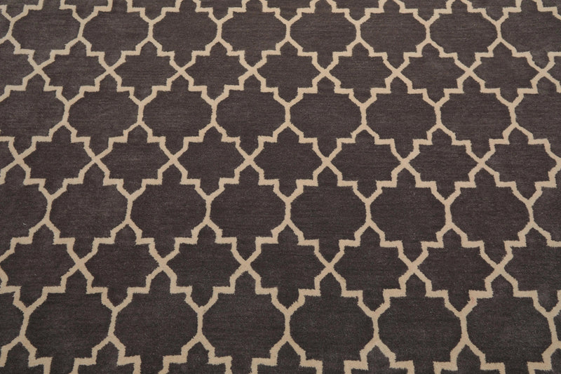 8 x 10 Handmade 100% Wool Traditional Oriental Area rug Modern Gray & Ivory