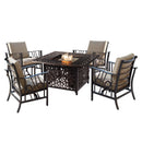 Aluminum 42-in Square Antique Copper Fire Table Set and Rocking Chairs