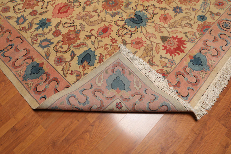 7'10" x 9’8" Hand Knotted Romanian Kaashaan Hunting Wool Oriental Area Rug Beige