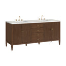 James Martin Myrrin 72" Double Bathroom Vanity, Mid-Century Walnut