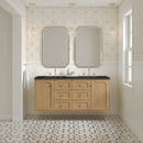 James Martin Laurent 60" Dual Mount Double Bathroom Vanity, Light Natural Oak