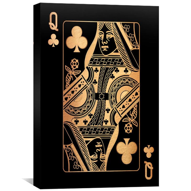 Queen of Clubs - Gold Canvas