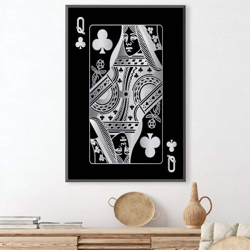 Queen of Clubs - Silver Canvas