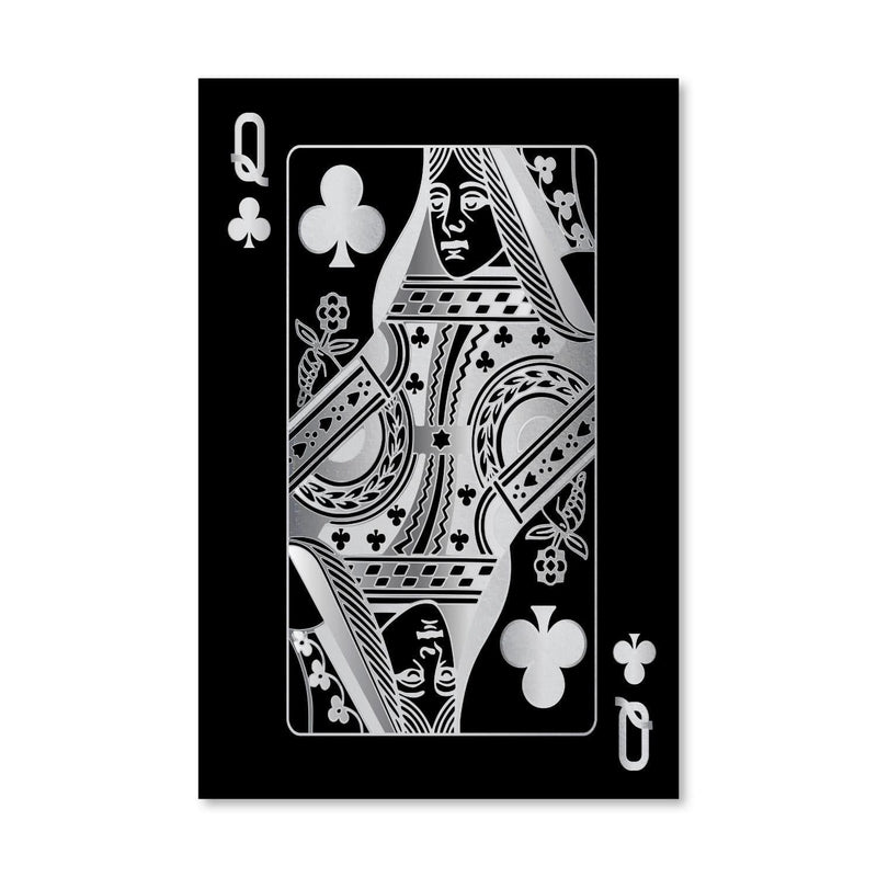 Queen of Clubs - Silver Canvas