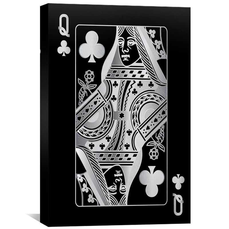 Queen of Clubs - Silver Canvas