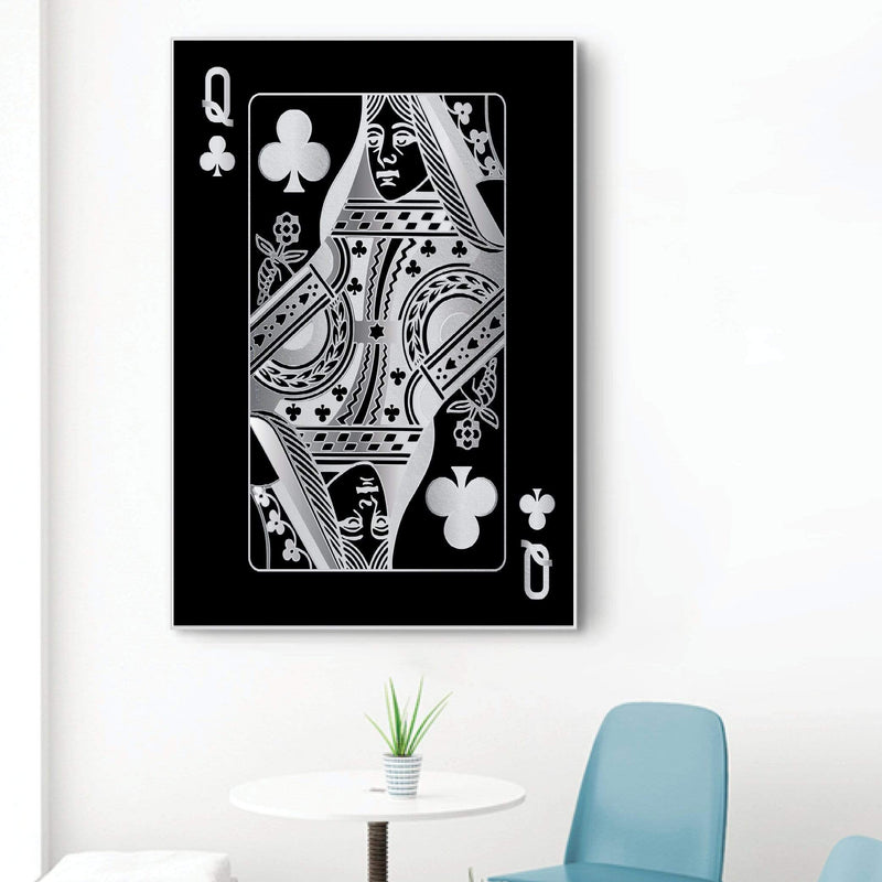 Queen of Clubs - Silver Canvas