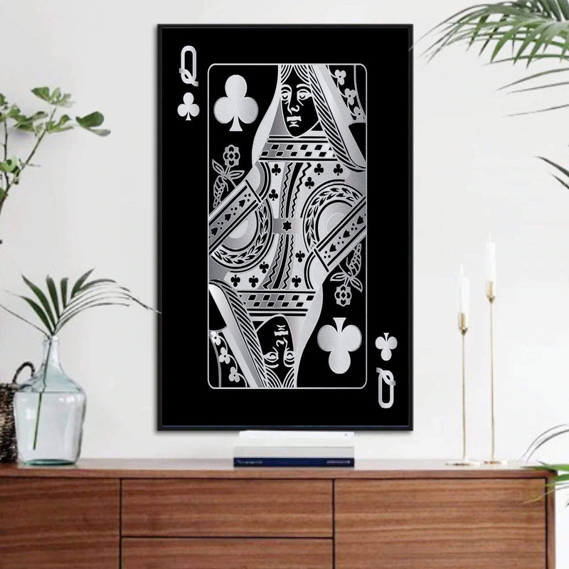 Queen of Clubs - Silver Canvas