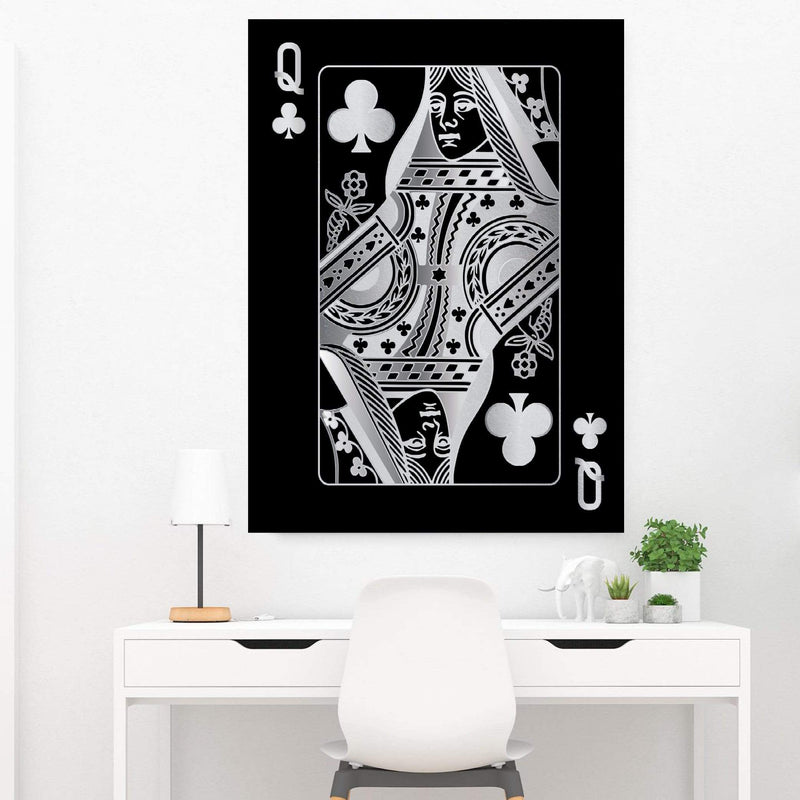 Queen of Clubs - Silver Canvas