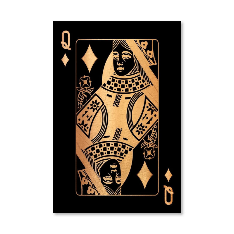 Queen of Diamonds - Gold Canvas