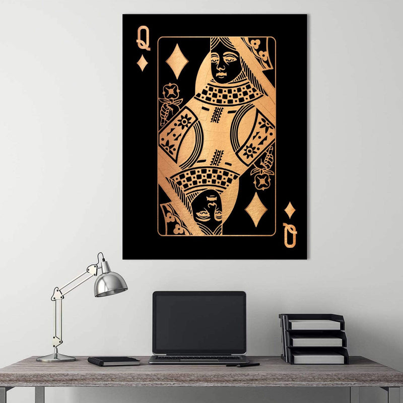 Queen of Diamonds - Gold Canvas