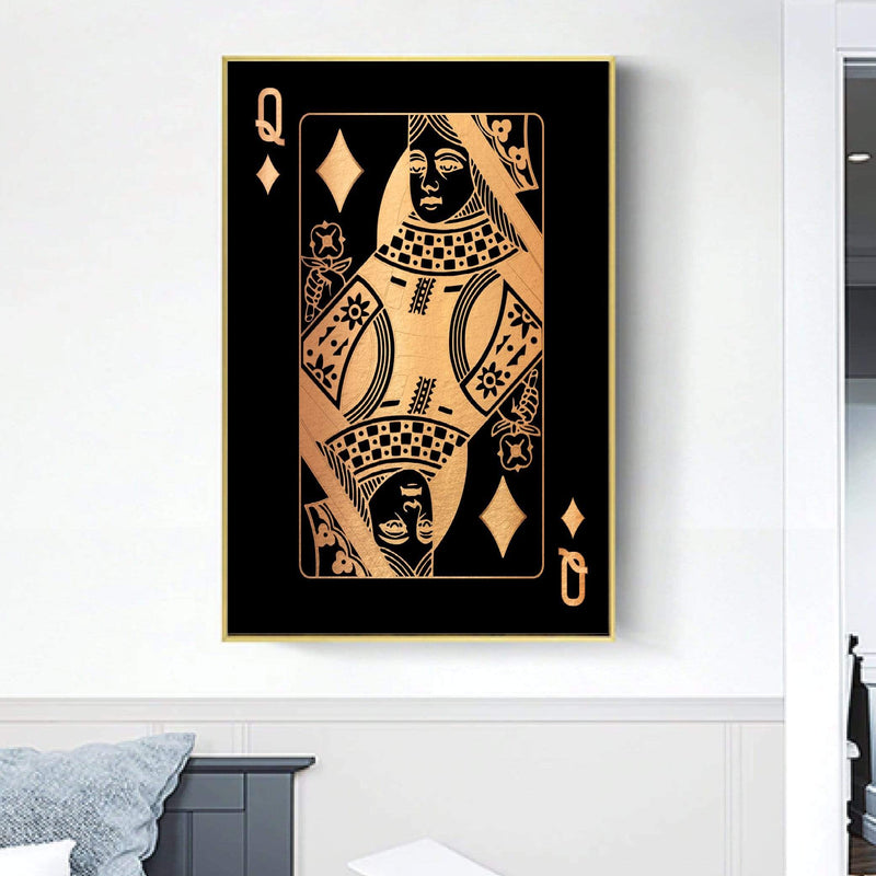 Queen of Diamonds - Gold Canvas