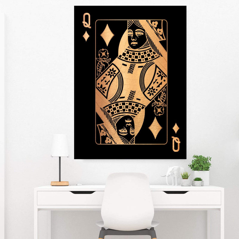 Queen of Diamonds - Gold Canvas