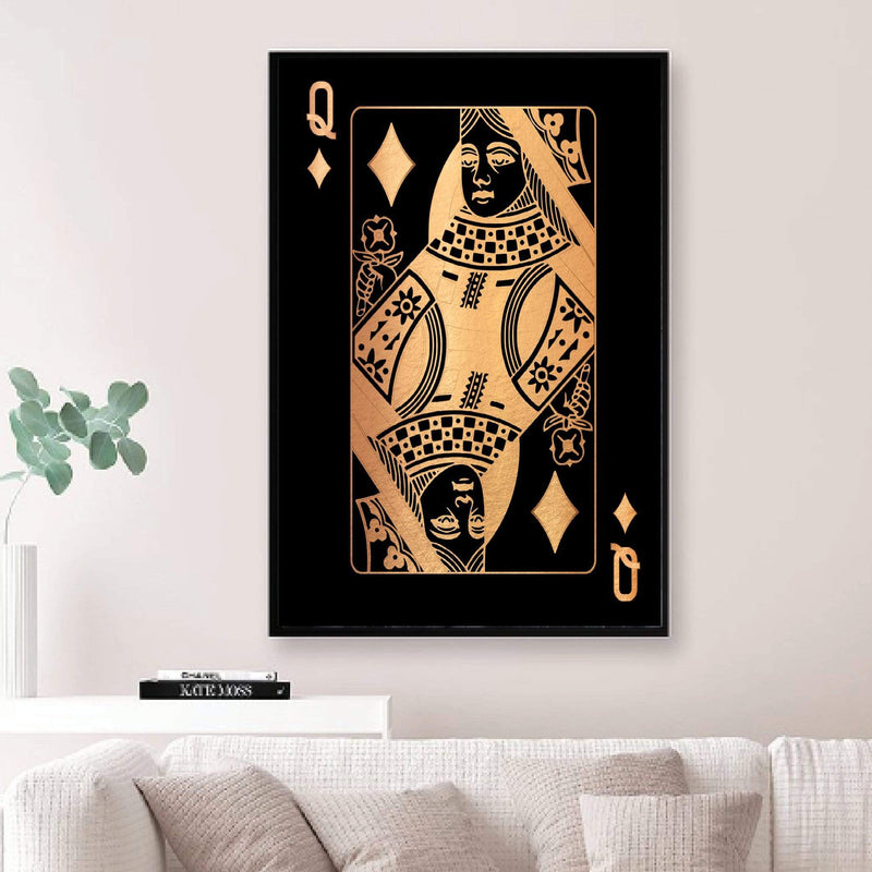 Queen of Diamonds - Gold Canvas