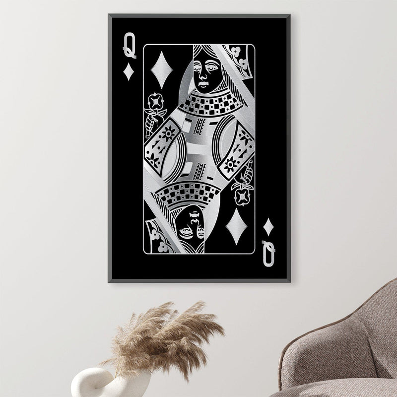 Queen of Diamonds - Silver Canvas