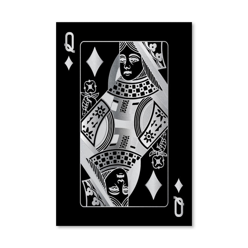 Queen of Diamonds - Silver Canvas