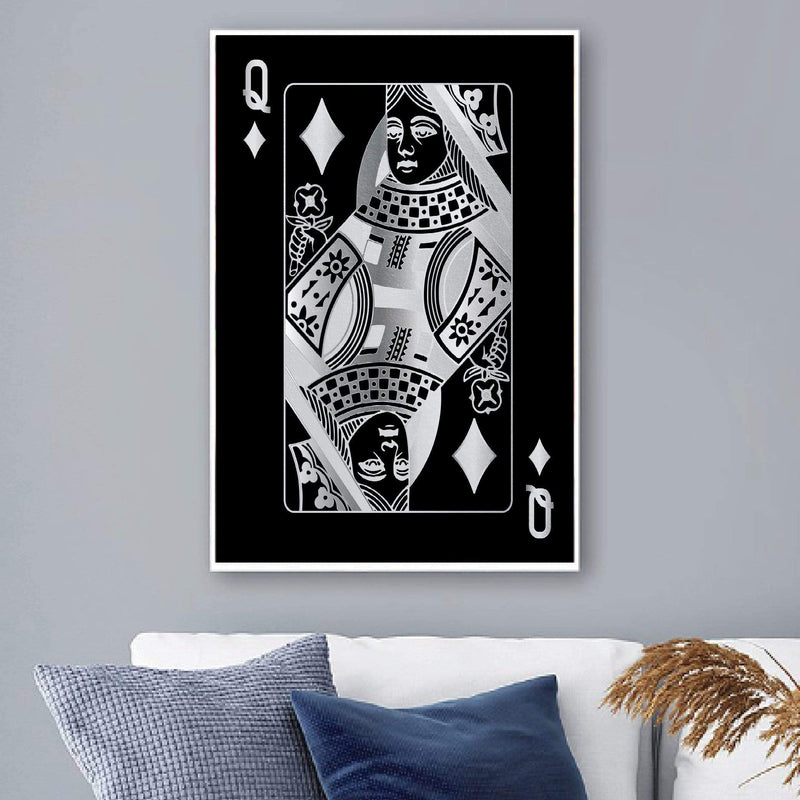 Queen of Diamonds - Silver Canvas