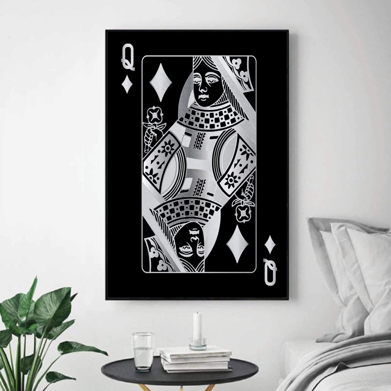 Queen of Diamonds - Silver Canvas