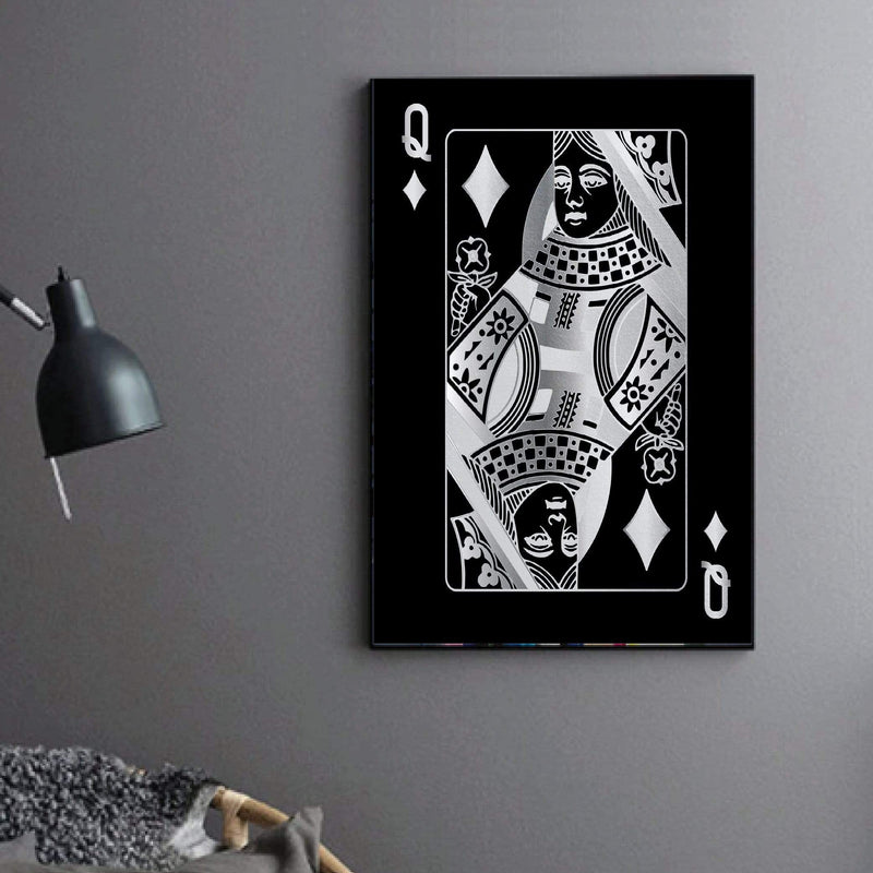 Queen of Diamonds - Silver Canvas