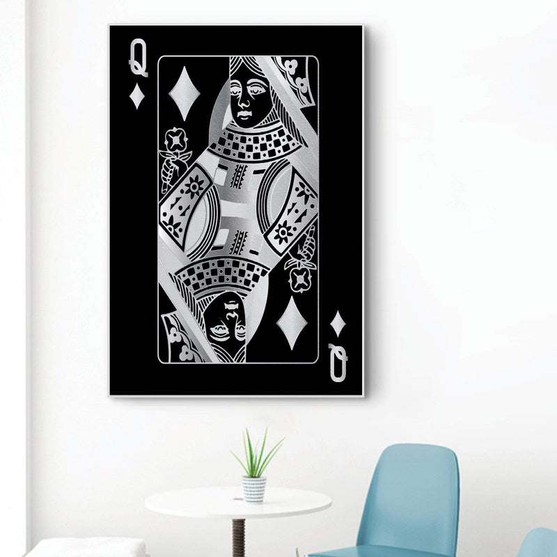 Queen of Diamonds - Silver Canvas