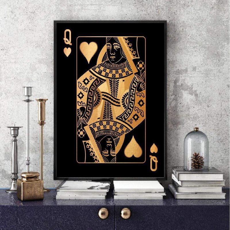 Queen of Hearts - Gold Canvas