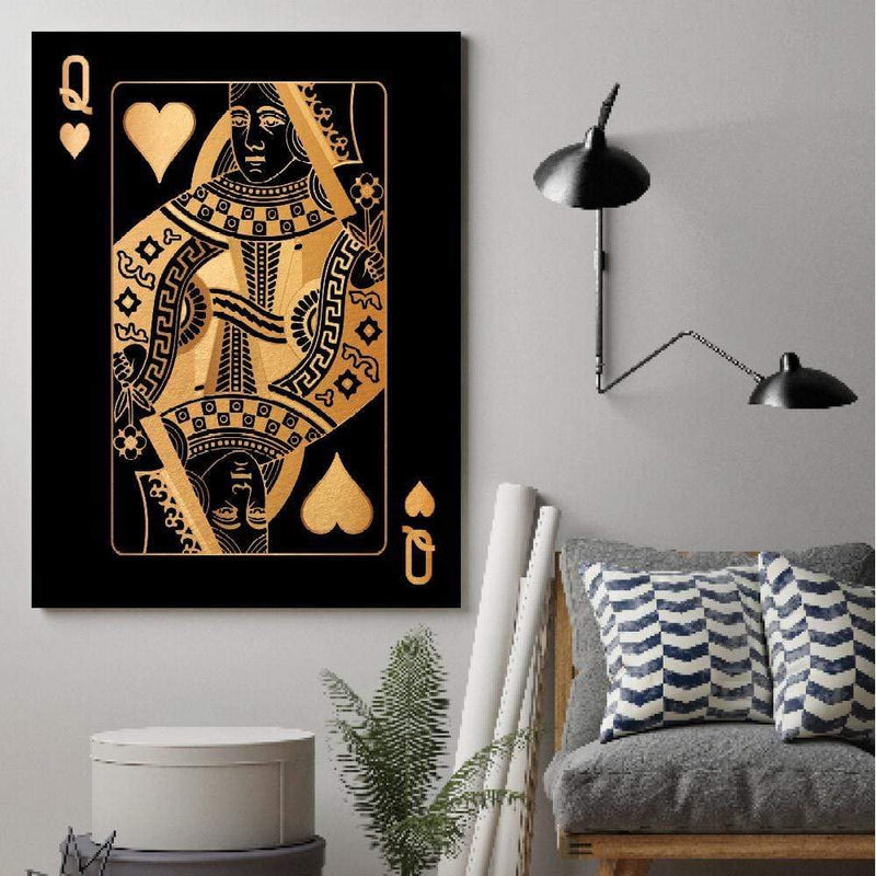 Queen of Hearts - Gold Canvas