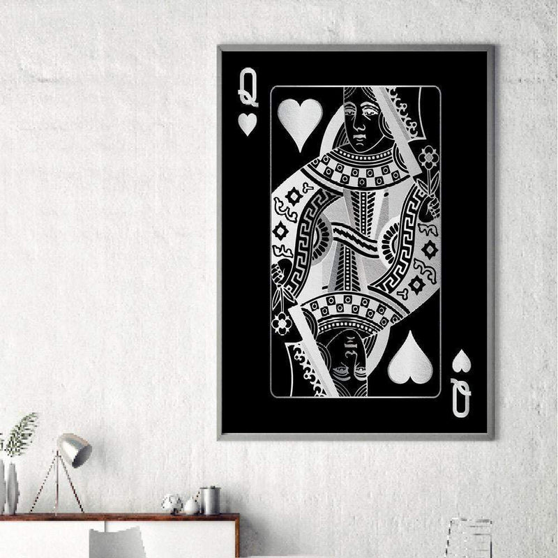 Queen of Hearts - Silver Canvas