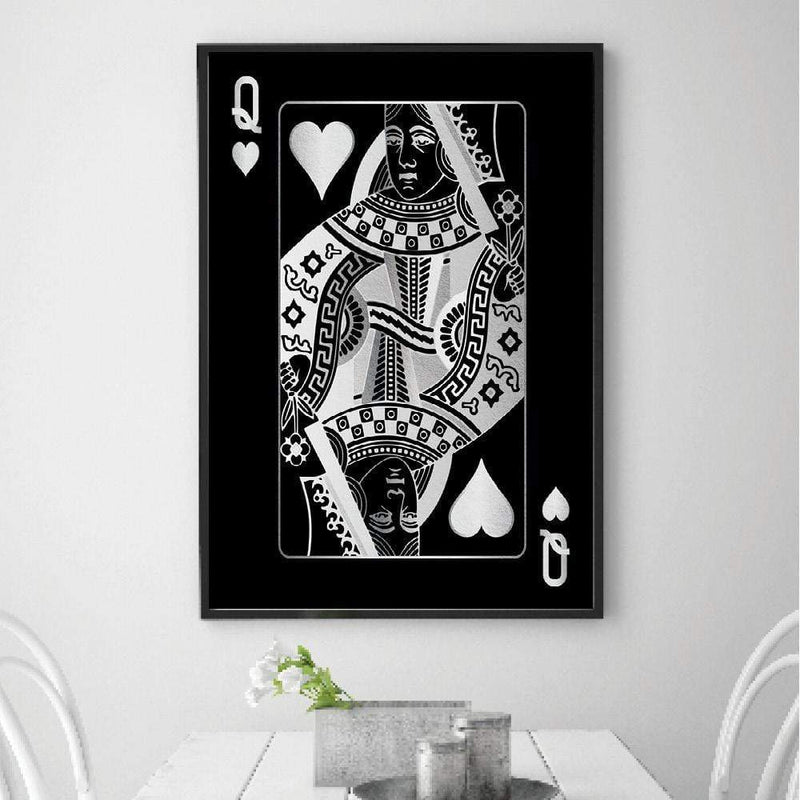 Queen of Hearts - Silver Canvas