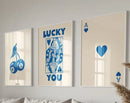 Modern beige hearts wall art set living room decor by Decorbites