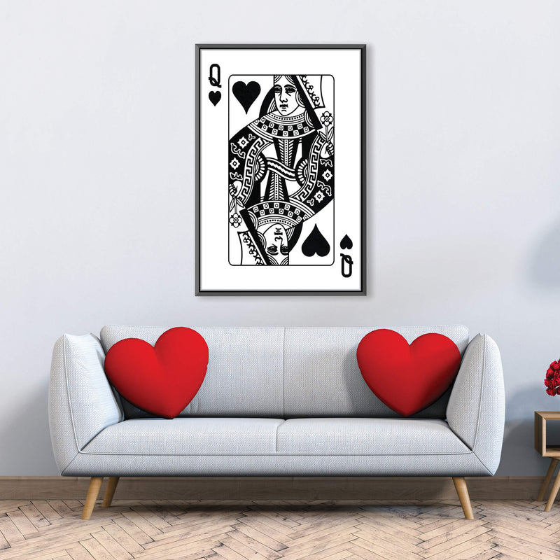 Queen of Hearts - White Canvas