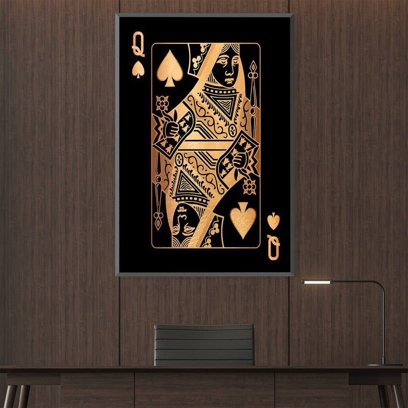 Queen of Spades - Gold Canvas