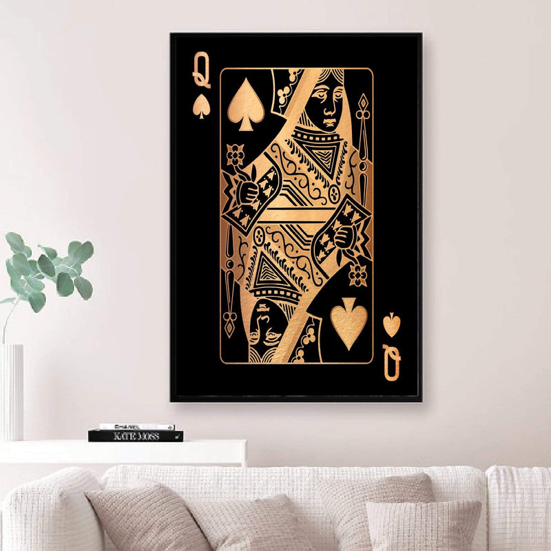 Queen of Spades - Gold Canvas