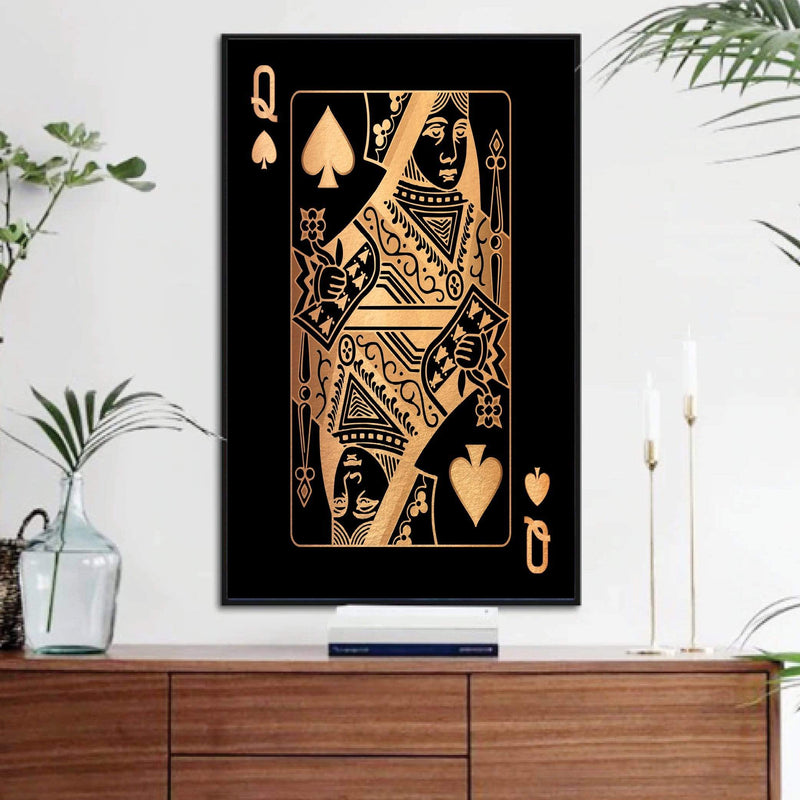 Queen of Spades - Gold Canvas