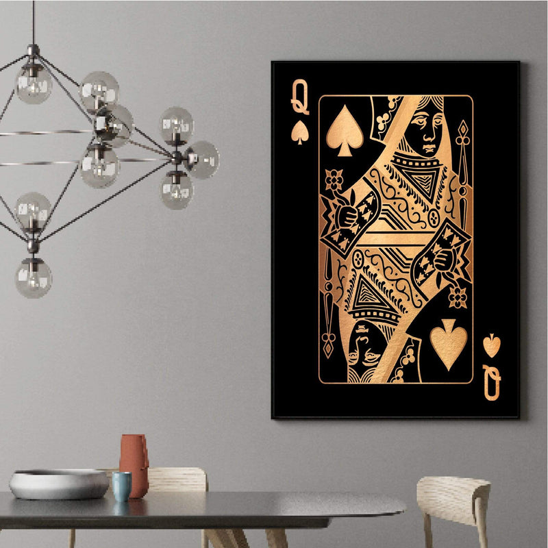 Queen of Spades - Gold Canvas