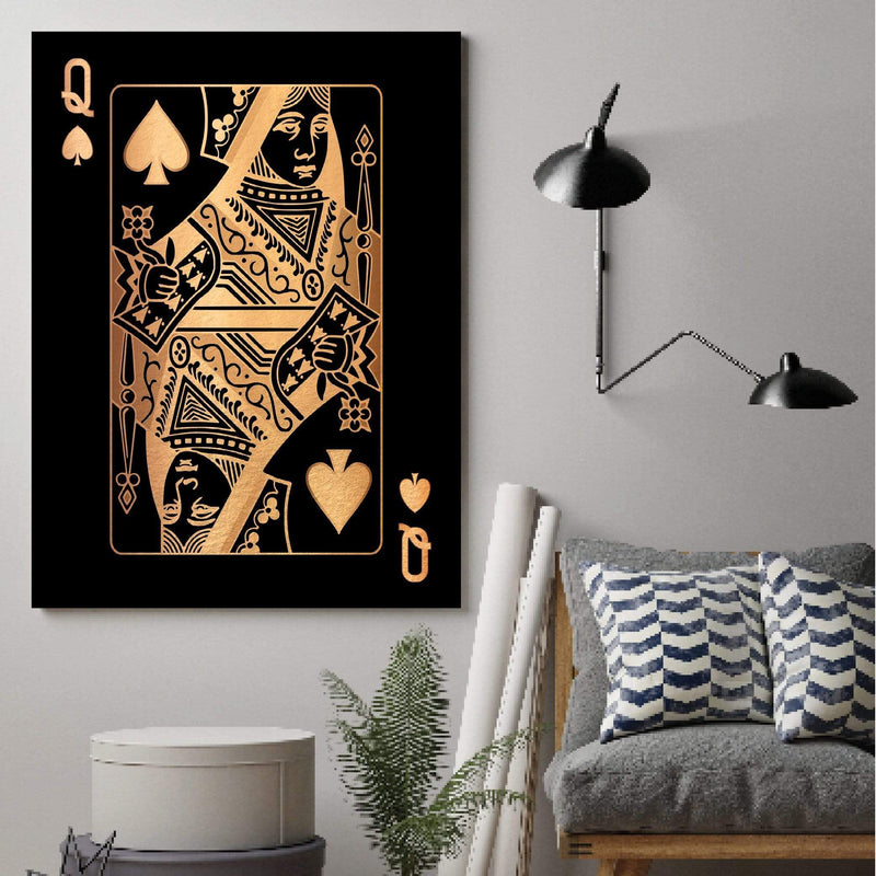 Queen of Spades - Gold Canvas