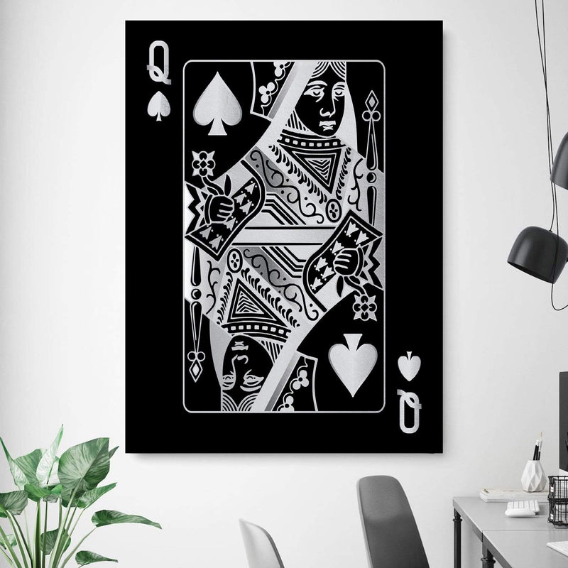 Queen of Spades - Silver Canvas