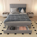 Full/Queen Size Upholstered Bed Frame with Drawer and Adjustable Headboard by LJGDeals