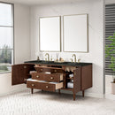 James Martin Amberly 72" Dual Mount Double Bathroom Vanity, Mid-Century Walnut