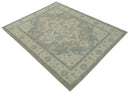 Quick Ship 10x14 Hand Knotted Medallion Beige and Charcoal Wool Area Rug by The Rug Decor