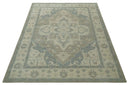 Quick Ship 10x14 Hand Knotted Medallion Beige and Charcoal Wool Area Rug by The Rug Decor