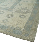 Quick Ship 10x14 Hand Knotted Medallion Beige and Charcoal Wool Area Rug by The Rug Decor