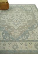Quick Ship 10x14 Hand Knotted Medallion Beige and Charcoal Wool Area Rug by The Rug Decor
