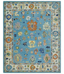 Quick Ship 2.6x6 Modern Oushak Blue And Ivory Hand Tufted Wool Rug by The Rug Decor
