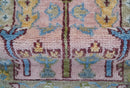 Quick Ship 2.6x8 Hand Knotted Tree of life Pink And Olive Wool Rug by The Rug Decor
