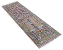 Quick Ship 2.6x8 Hand Knotted Tree of life Pink And Olive Wool Rug by The Rug Decor