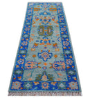 Quick Ship 2.6x8 Traditional Silver And Blue Hand Knotted Wool Rug by The Rug Decor